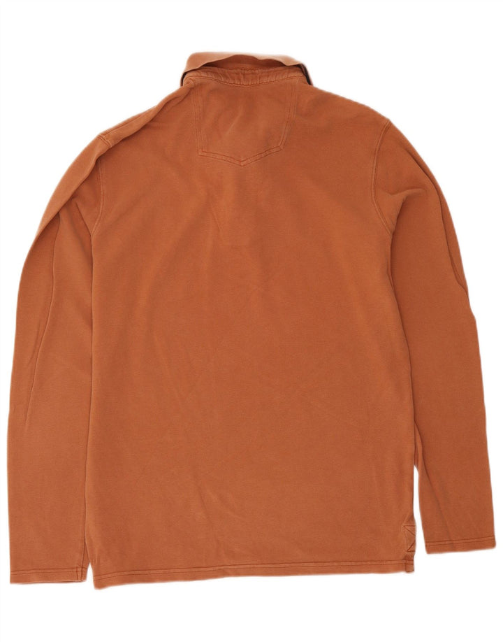 Fat Face Herren-Langarm-Poloshirt, Größe S, Braun