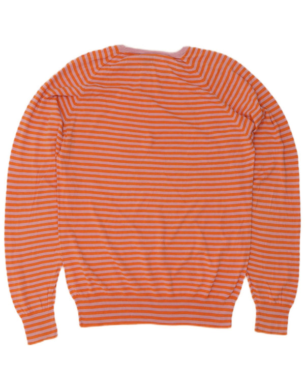 Paul Smith Womens Boat Neck Jumper Sweater UK 14 Medium Orange Striped