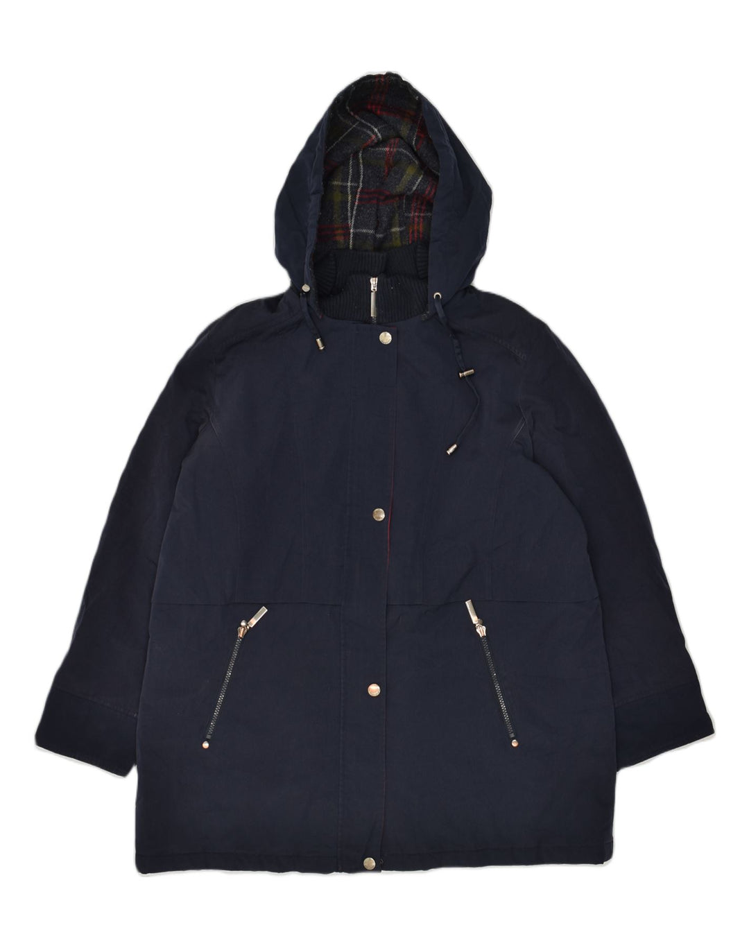 NAUTICA Womens Hooded Overcoat UK 18 XL  Navy Blue Polyester | Vintage Nautica | Thrift | Second-Hand Nautica | Used Clothing | Messina Hembry 