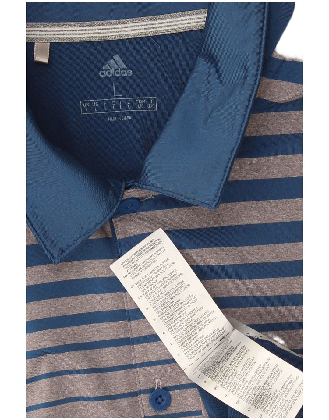 Adidas Polo Shirt til mænd Large Grå Colourblock Polyester