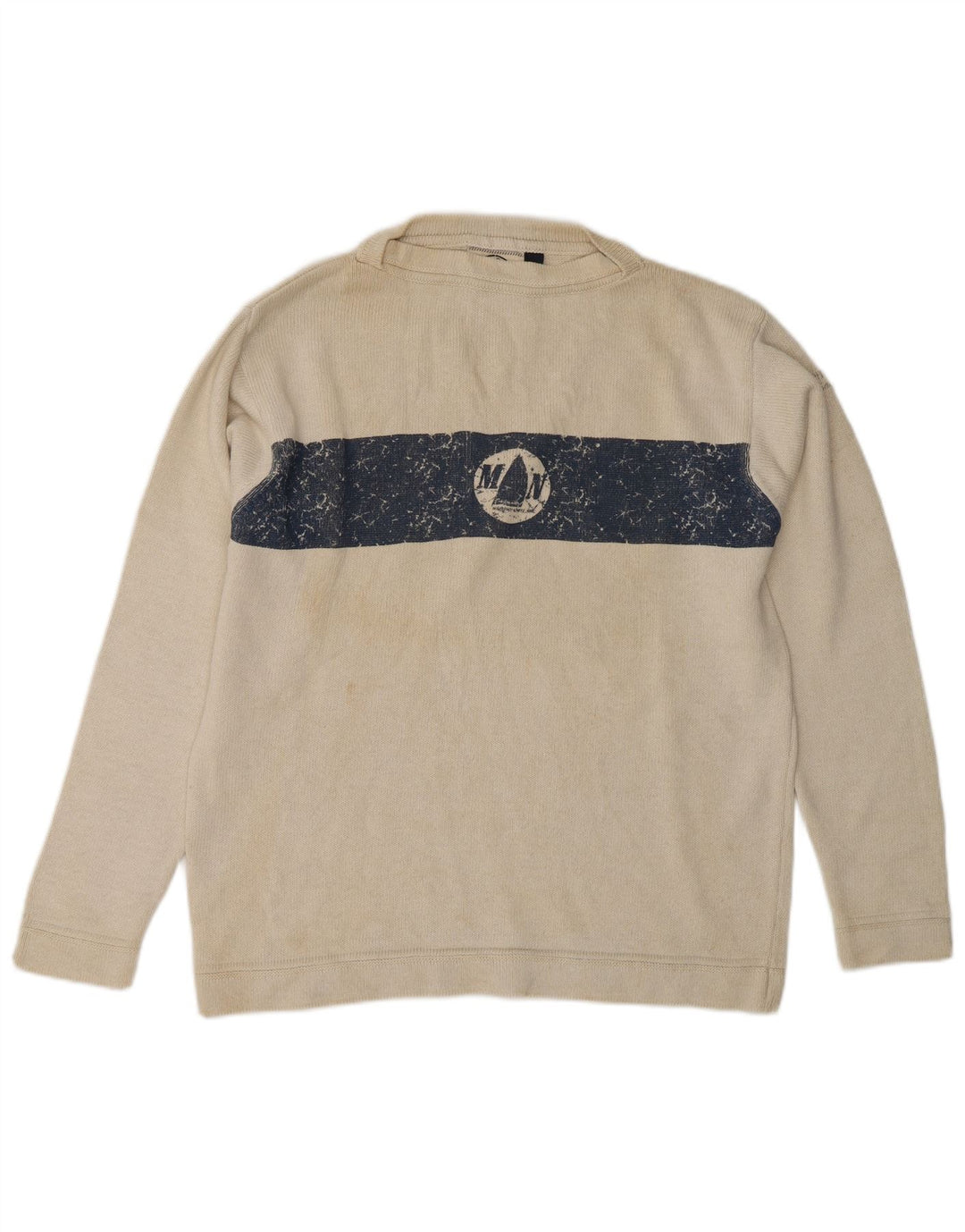 Murphy & Nye Herren Sailmakers Pullover mit U-Boot-Ausschnitt, Größe S, gebrochenes Weiß
