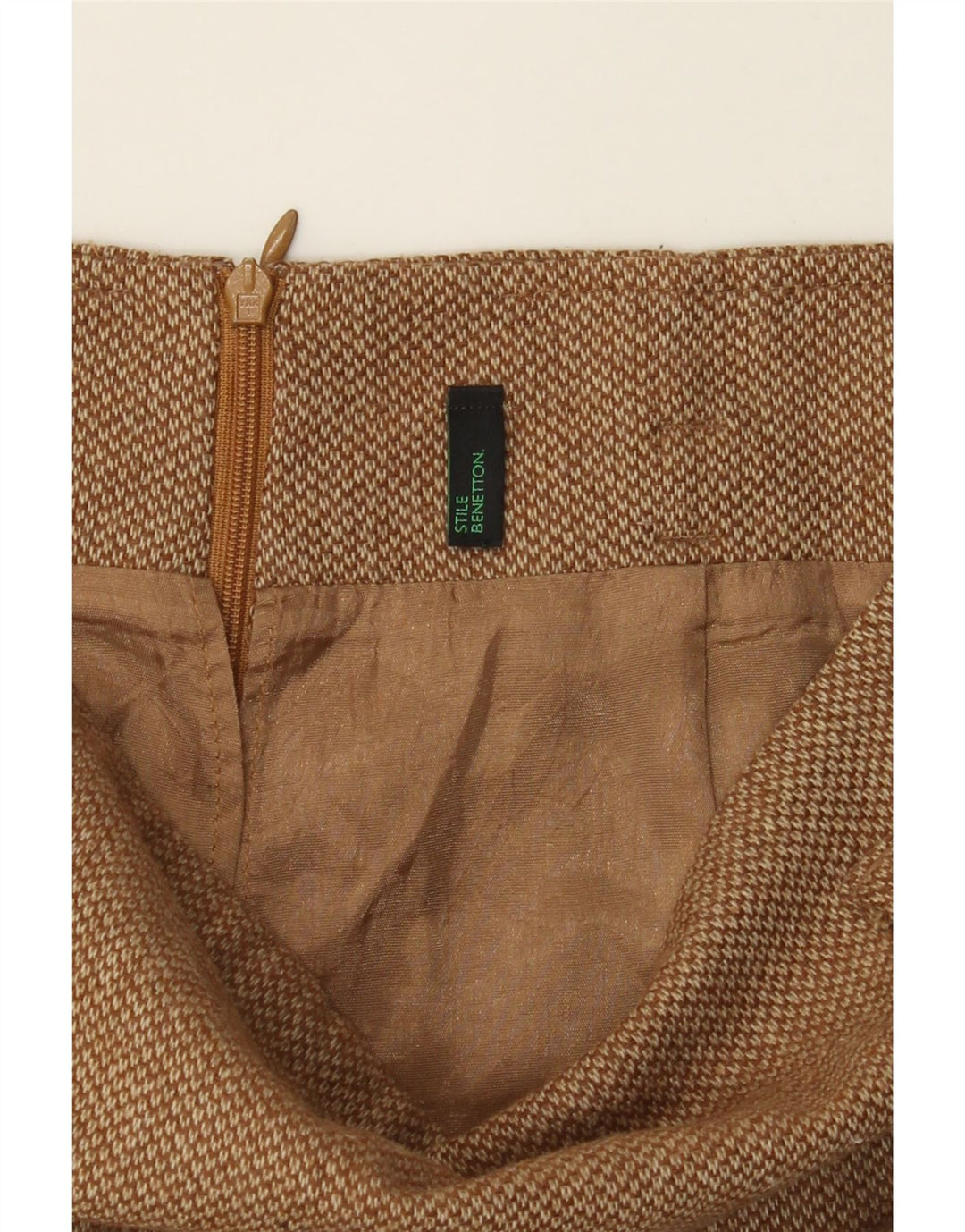 BENETTON Womens Straight Skirt IT 44 Medium W30  Brown Virgin Wool Vintage Benetton and Second-Hand Benetton from Messina Hembry 