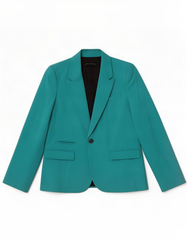 Zara Womens 1 Button Blazer Jacket UK 14 Large Turquoise