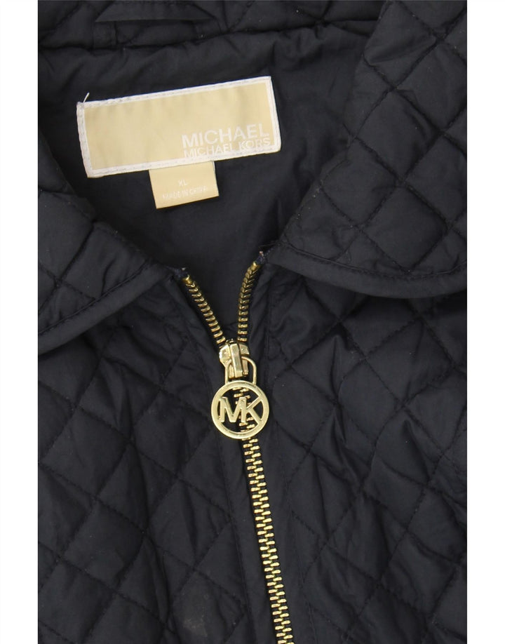 MICHAEL KORS Womens Quilted Jacket UK 18 XL Navy Blue Polyester Vintage Michael Kors and Second-Hand Michael Kors from Messina Hembry 