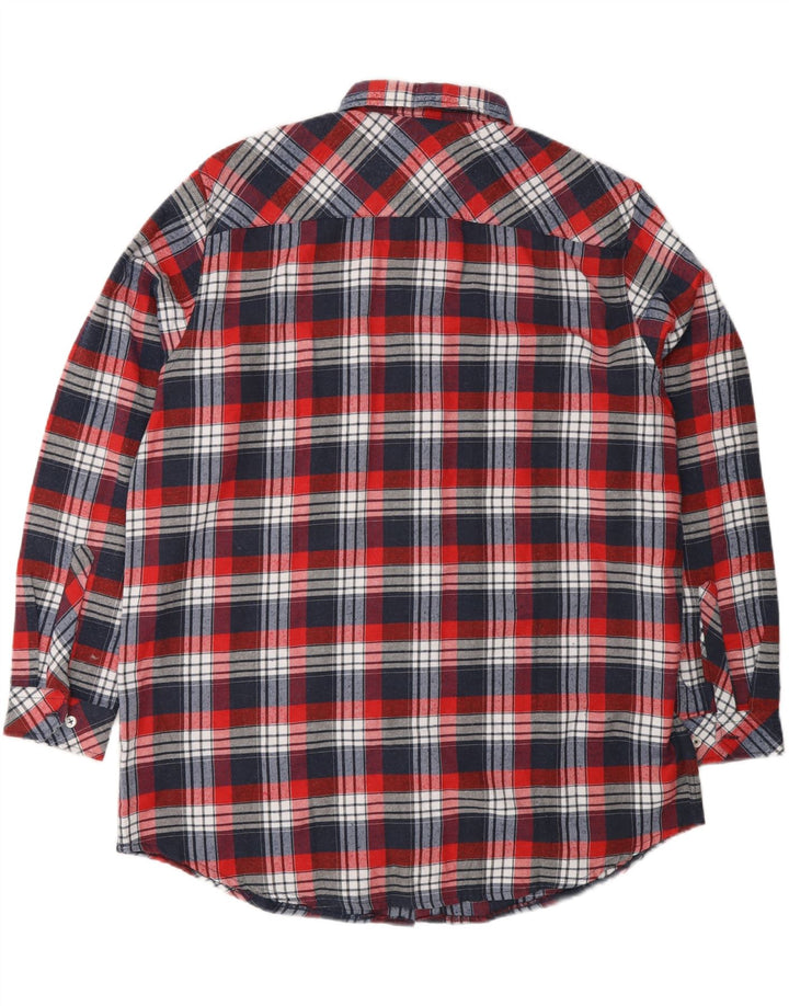 REWARD Mens Flannel Shirt UK 39/40 Medium Red Check Cotton