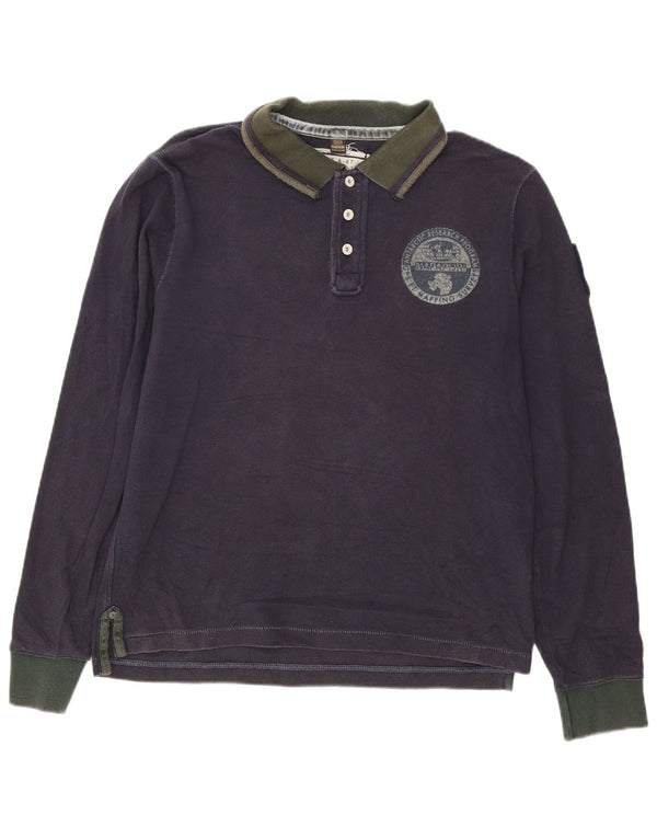 Napapijri Polo de rugby à manches longues pour homme en coton bleu marine Large
