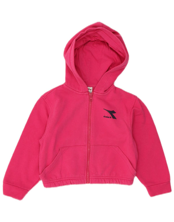 Diadora Mädchen-Kapuzenpullover mit Reißverschluss, 3–4 Jahre, XS, rosa, Baumwolle