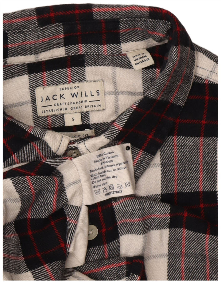 Jack Wills Mens Classic Fit Flannel Shirt Small Black Check Cotton