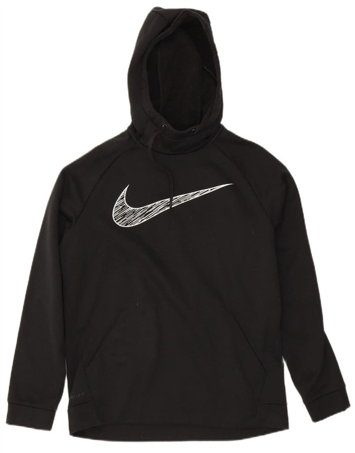 NIKE Mens Dri Fit Graphic Hoodie Jumper Medium Black Polyester
