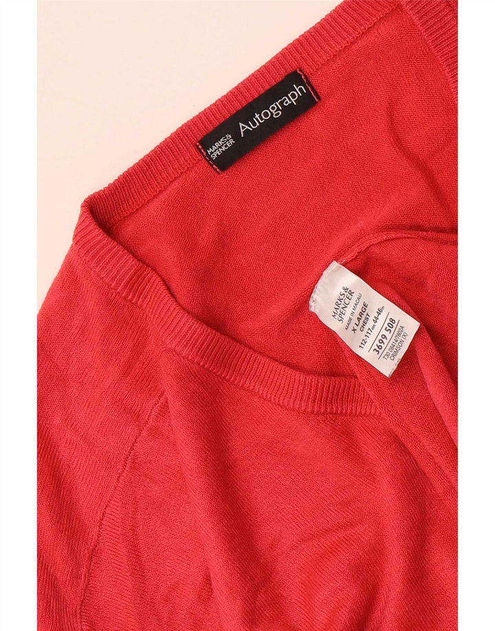 Marks & Spencer Mens Autograph V-Neck Jumper Sweater XL Red Acrylic
