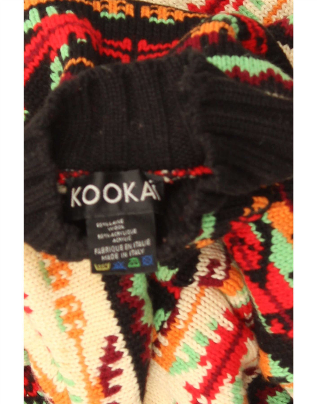 Maglione maglione a collo alto da donna Kookai UK 16 grande multicolore