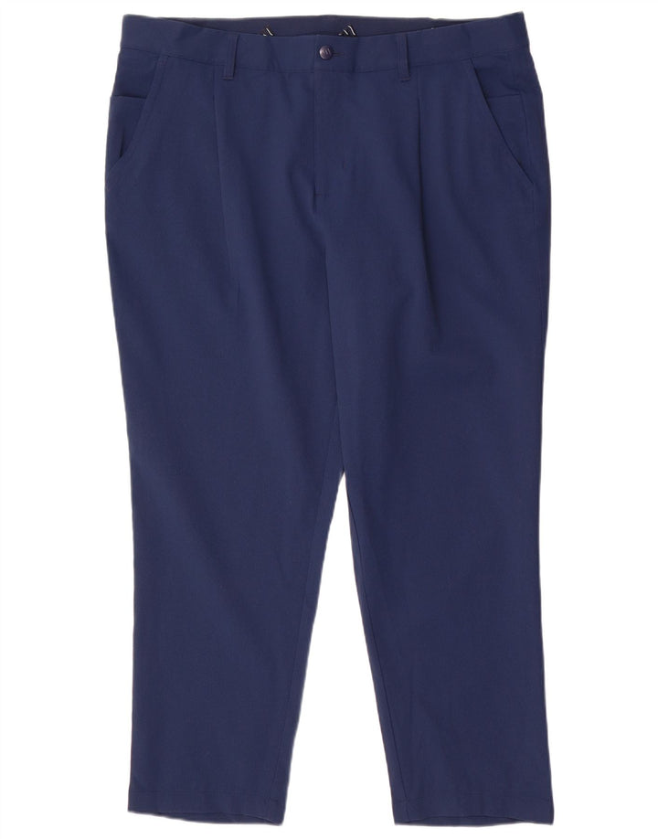 Adidas Mens Pegged Chino Trousers W38 L28 Navy Blue Polyester