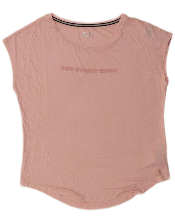 Lotto Dame Grafisk T-Shirt Top UK 14 Medium Pink Rayon
