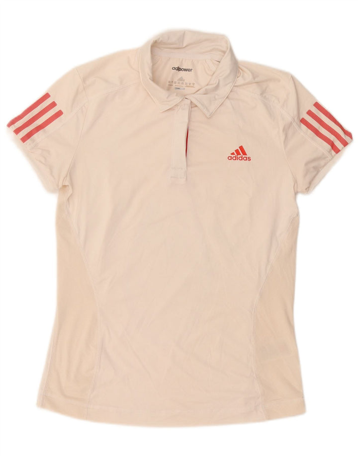 Polo Adidas Climacool da donna UK 12/14 poliestere bianco medio