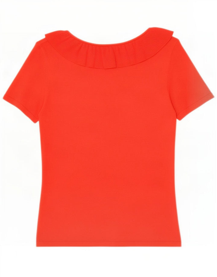 Sandro Ferrone Womens Ruffle Front Blouse Top UK 12 Medium Red Viscose