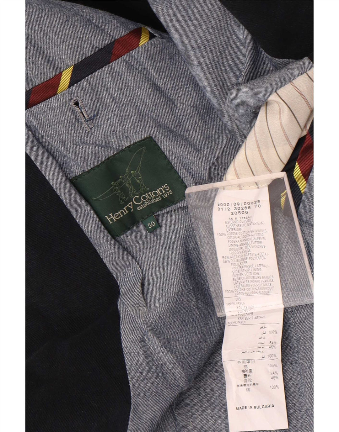 Henry Cottons Herren-Blazer mit 2 Knöpfen, IT 50, große marineblaue Baumwolle