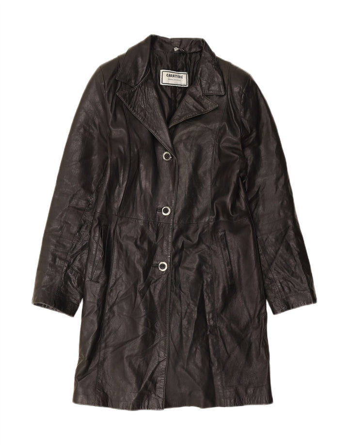 VINTAGE Womens Leather Coat IT 46 Large Black Leather Vintage Vintage and Second-Hand Vintage from Messina Hembry 