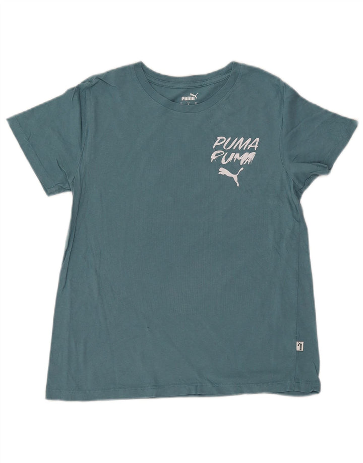 PUMA Womens Graphic T-Shirt Top UK 12 Medium Blue