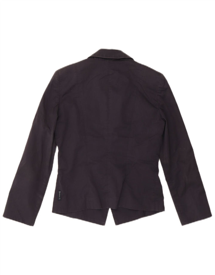 ARMANI Womens Crop 2 Button Blazer Jacket US 4 Small Navy Blue Cotton