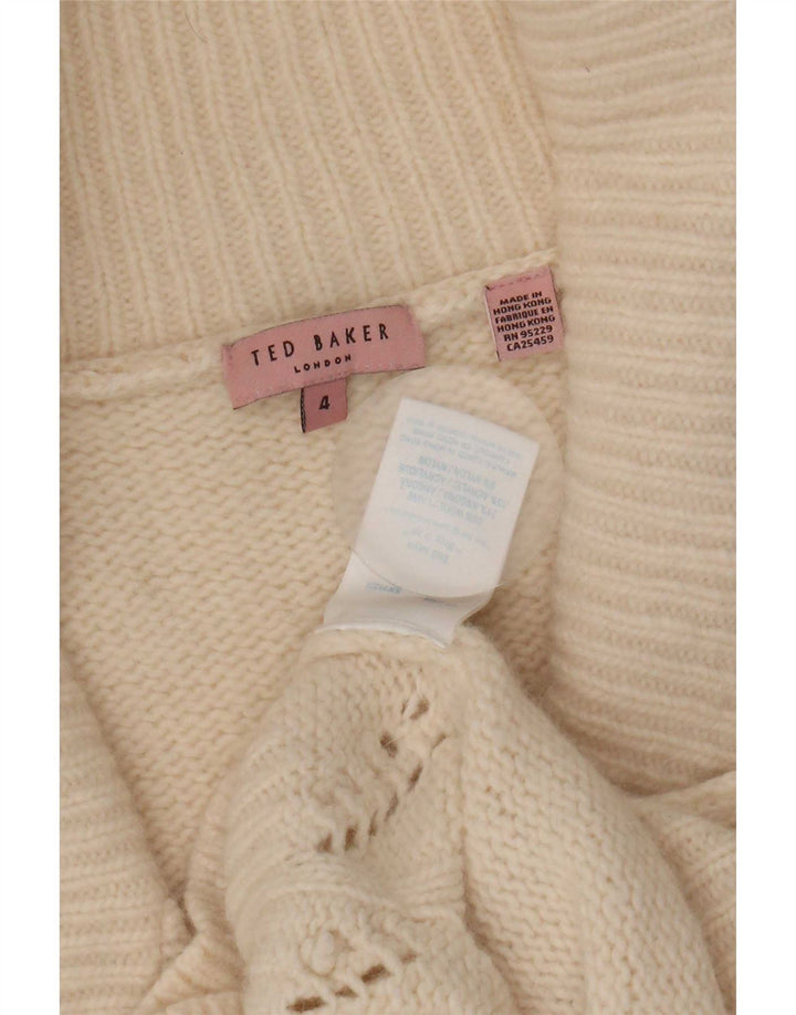 Ted Baker Womens Wrap Cardigan Sweater Størrelse 4 Large Beige Uld