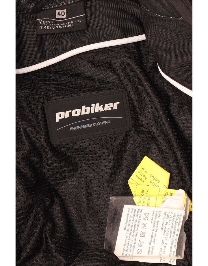 Probiker Chaqueta de cuero gráfica para mujer UK 44 Grande Negro