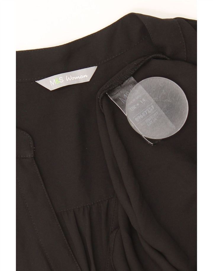 MARKS & SPENCER Womens Sleeveless Shirt Blouse UK 14 Large  Black