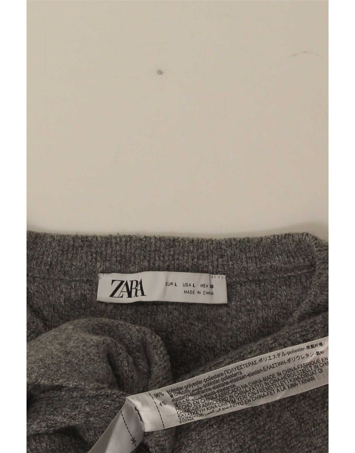 Zara Womens Cardigan Sweater UK 14 Large Grey Polyester