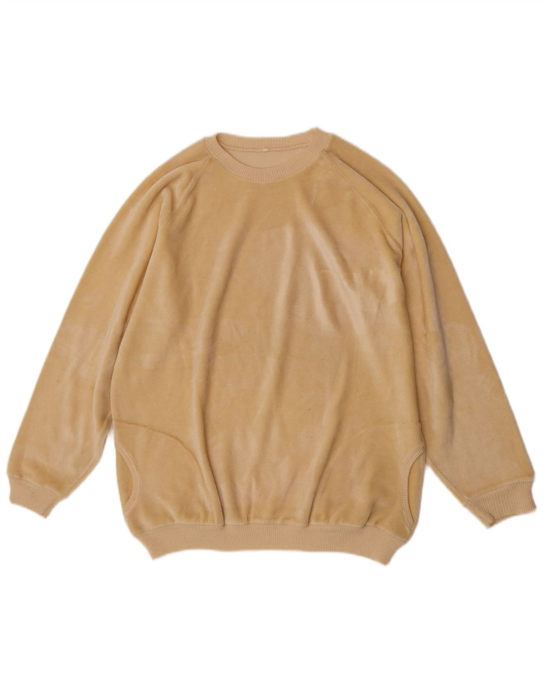 Vintage Womens Velour Sweatshirt Jumper IT 50 XL Yellow