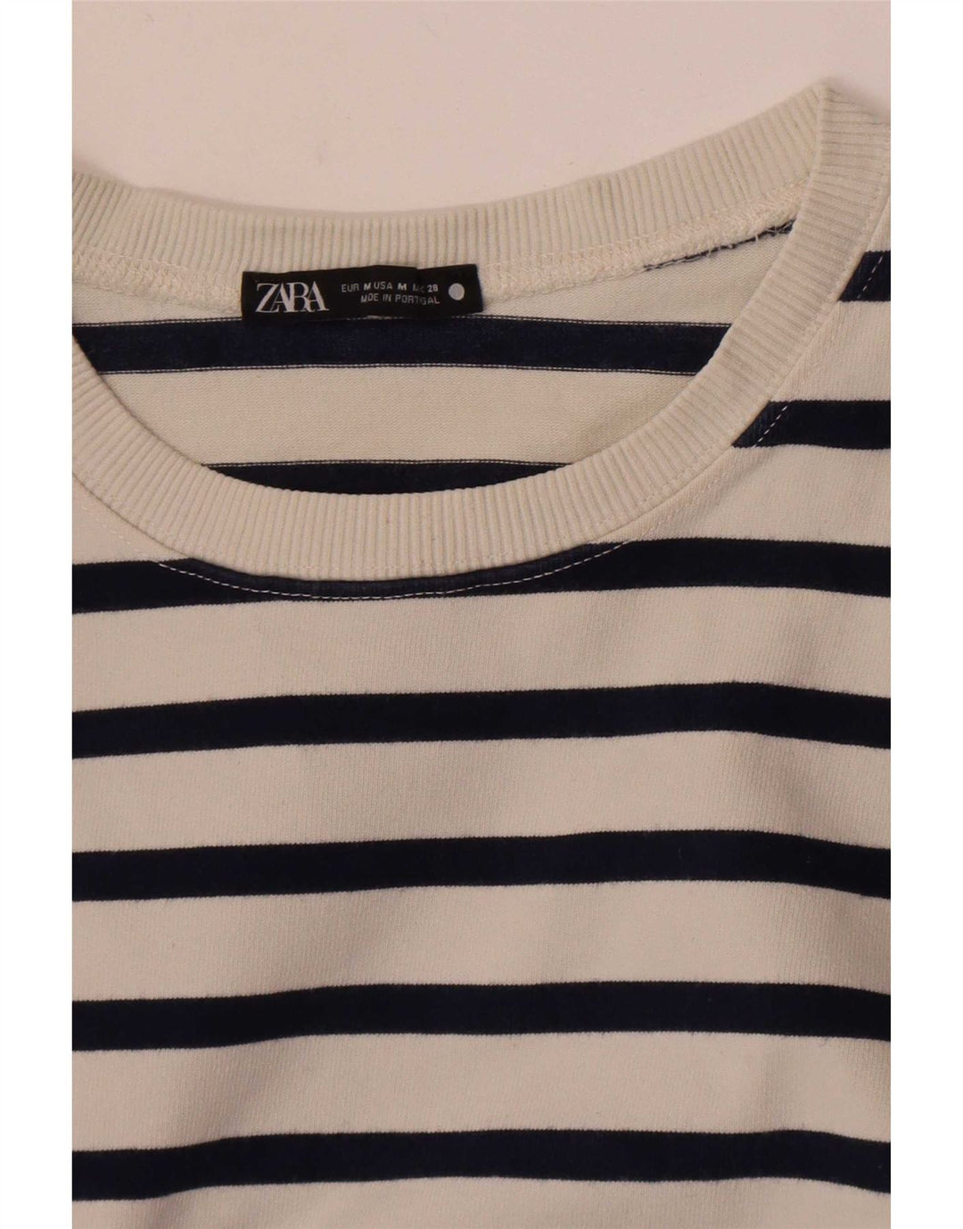 Zara Womens Top Long Sleeve UK 14 Medium White Striped