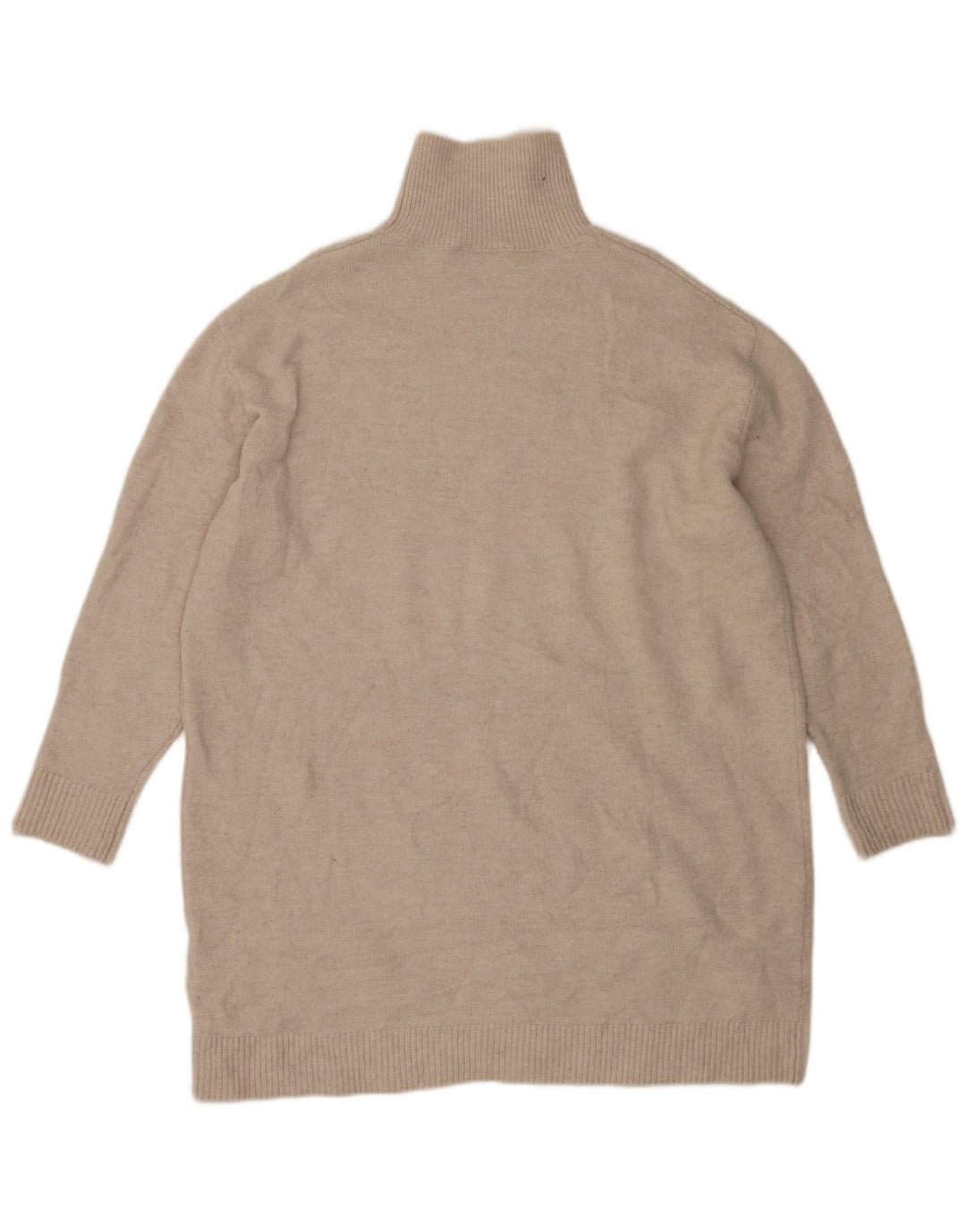 Zara Womens Long Sleeve Oversized Jumper Dress UK 10 Small Beige Polyester