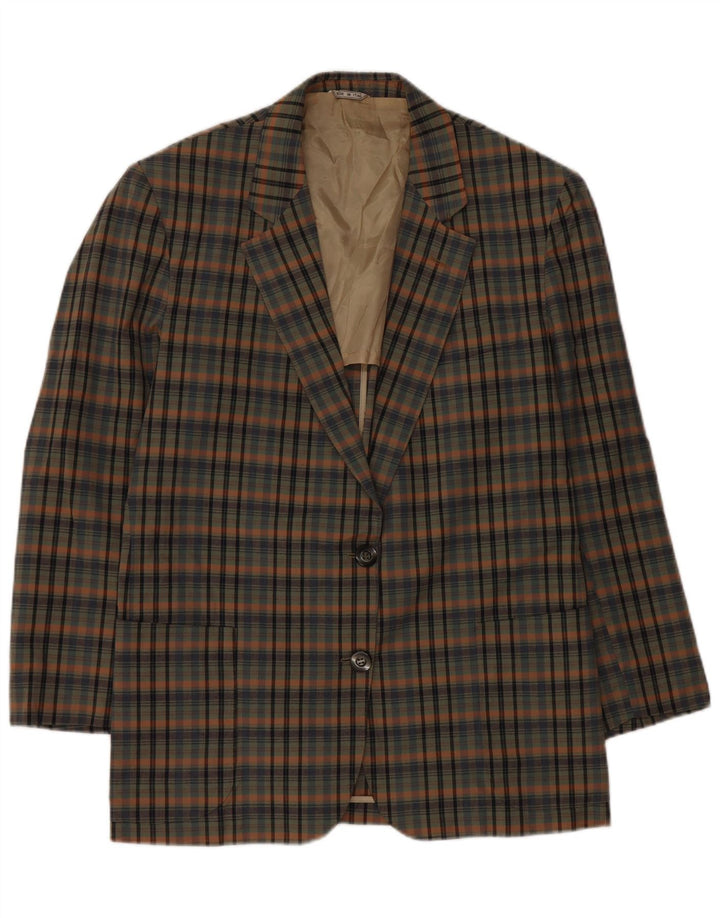 Ingram Dame Azimut 2 Button Blazer Jacket IT 48 XL Grøn ternet bomuld