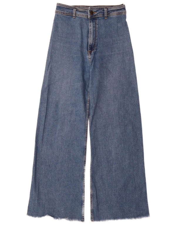 Zara Vaqueros de pierna ancha y cintura alta para mujer EU 38 Small W28 L30 Algodón azul