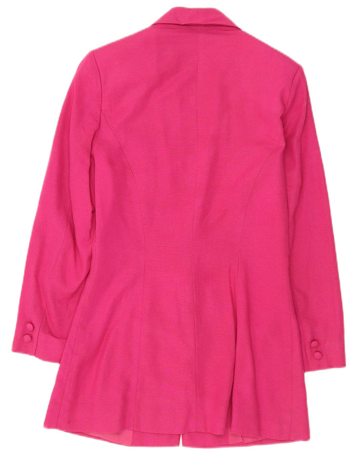 vintage Femme 3 Bouton Blazer Veste UK 8 Petite Viscose Rose
