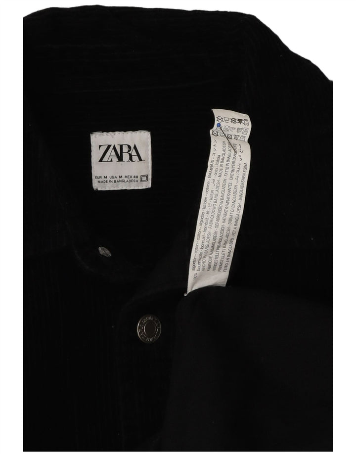 Zara Mens Corduroy Shirt Medium Black Cotton