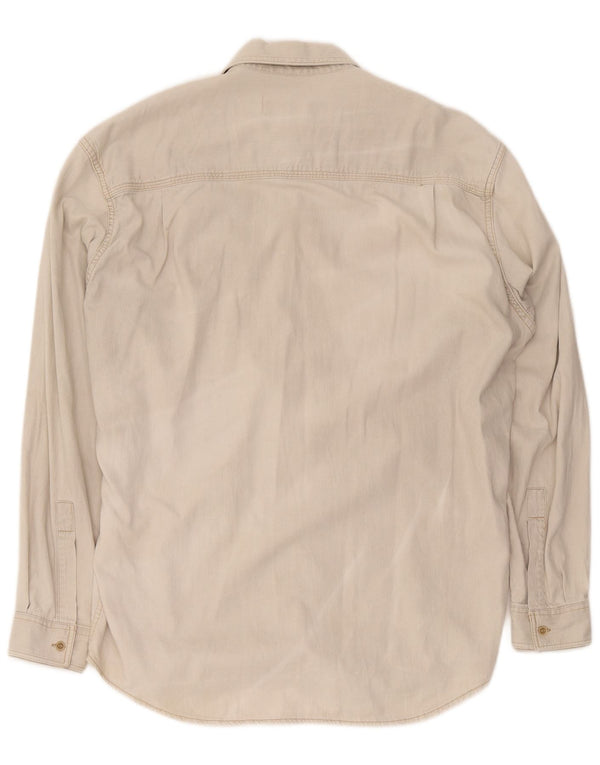 Marlboro Classics Mens Denim Shirt Large Beige Cotton