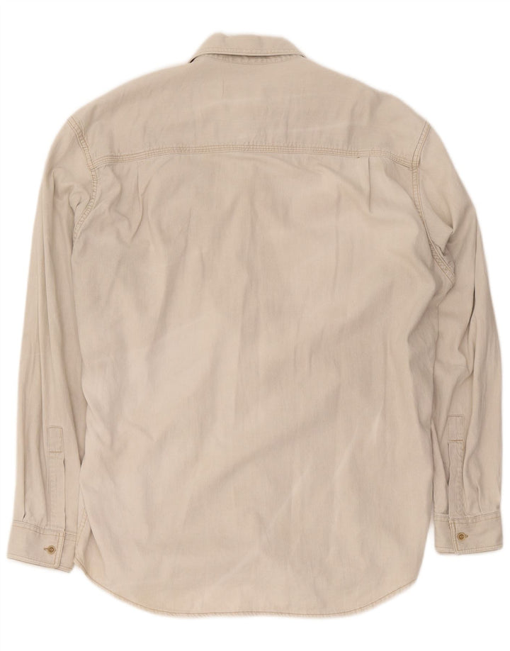 Marlboro Classics Mens Denim Shirt Large Beige Cotton