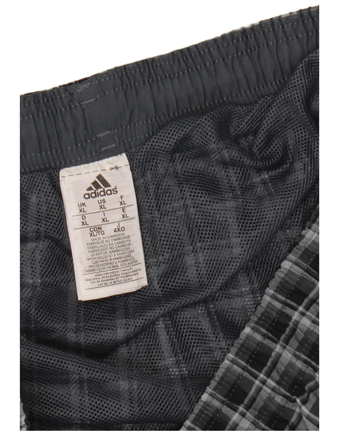 Adidas Mens Swimming Shorts XL Navy Blue Check Polyester