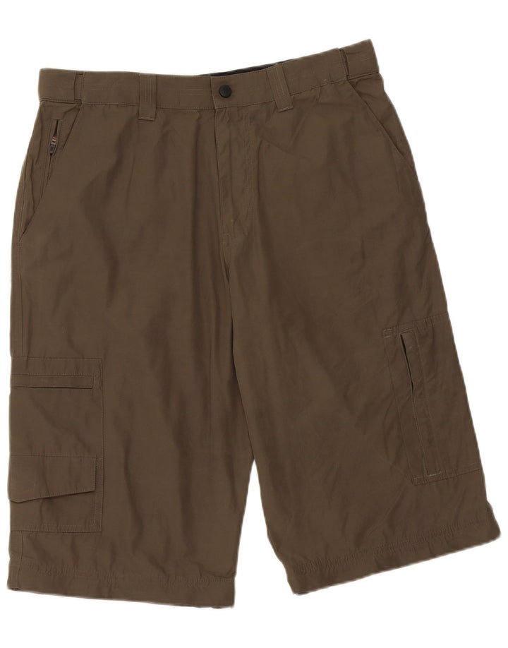 Marks & Spencer Mens Cargo Shorts W32 Medium Khaki Polyamide