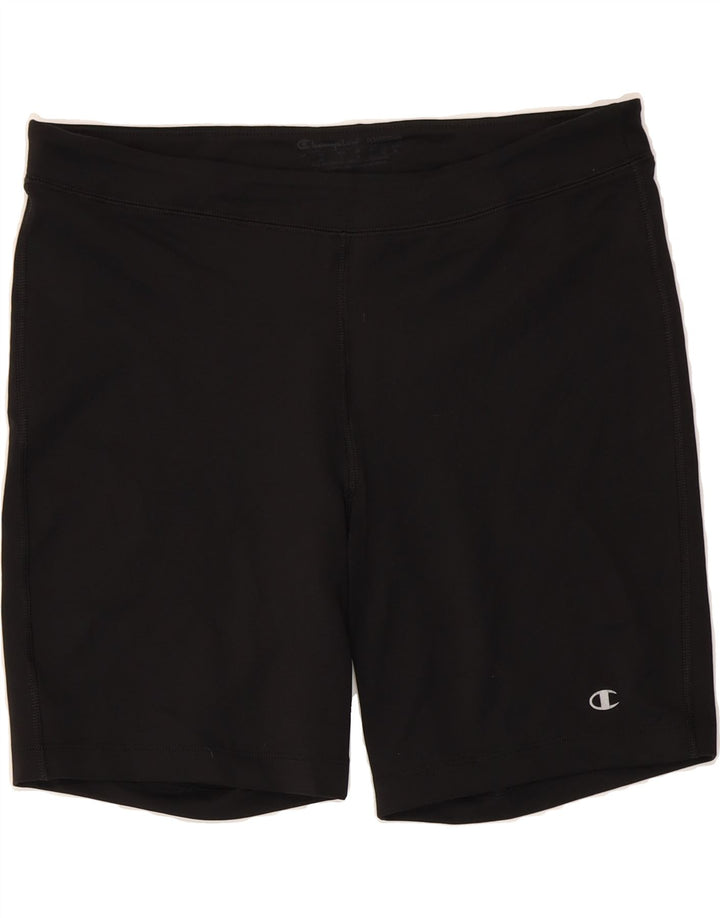 CHAMPION Womens Sport Shorts UK 16 Large Black Polyester Vintage Champion and Second-Hand Champion from Messina Hembry 