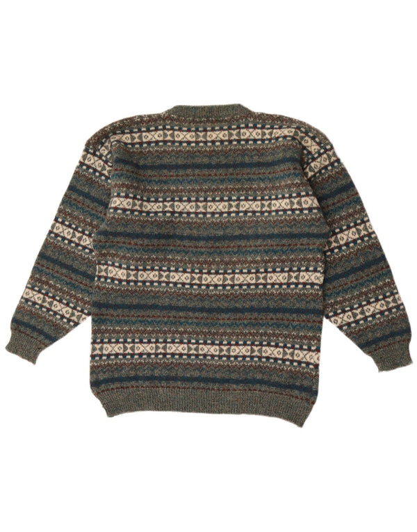 Antartex Męski sweter z okrągłym dekoltem XL Zielony Fair Isle Wool