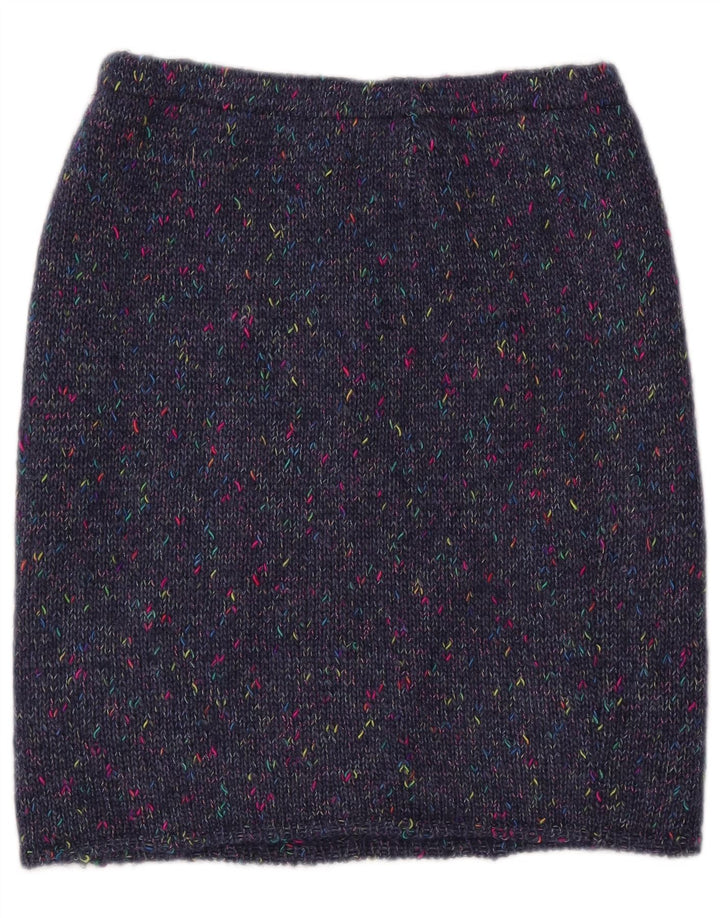 VINTAGE Womens Knit Straight Skirt W30 Medium Navy Blue Flecked