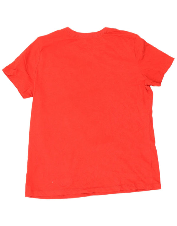 Nike Womens Dri Fit Graphic T-Shirt Top UK 16 Large Red Cotton