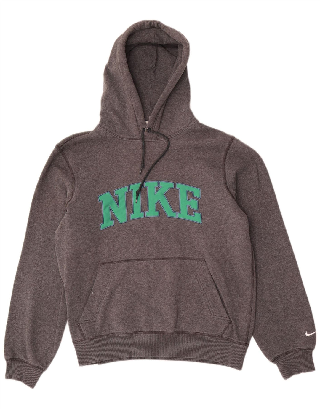 NIKE Mens Graphic Hoodie Jumper Small Grey Cotton
