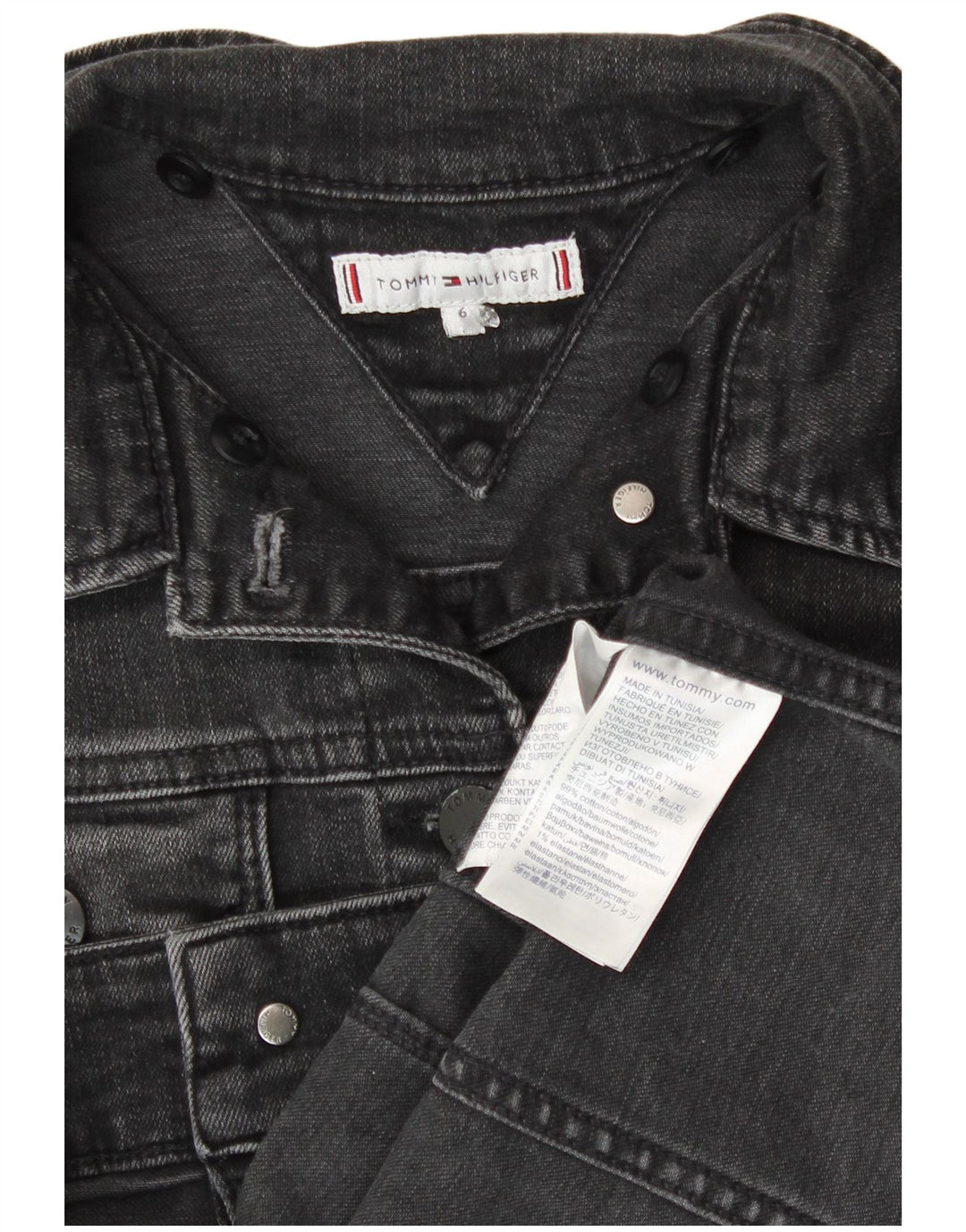 Tommy Hilfiger Womens Crop Denim Jacket US 6 Medium Grey Cotton