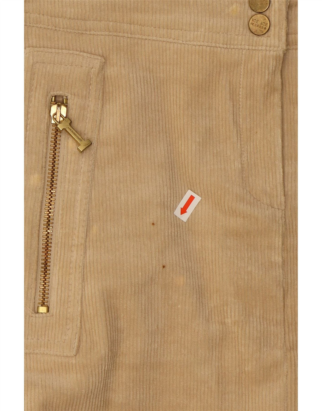 Iceberg Dame Mini Corduroy Nederdel W28 Medium Beige Bomuld