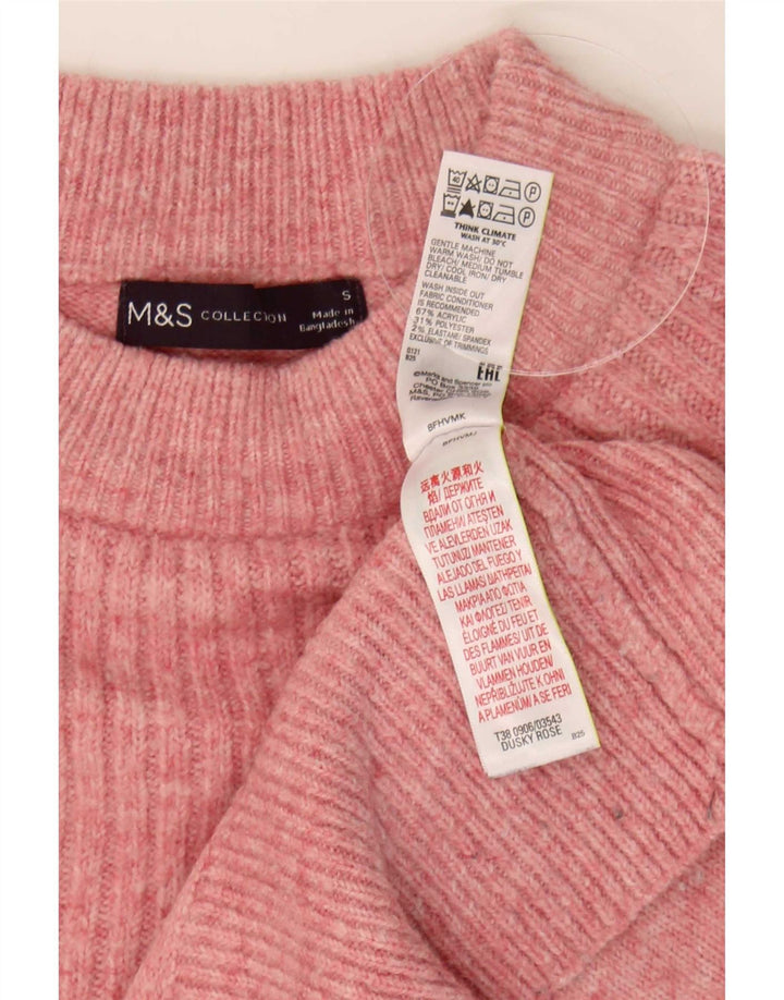 Marks & Spencer Womens Oversized Crew Neck Jumper Sweater UK 10 Small Pink