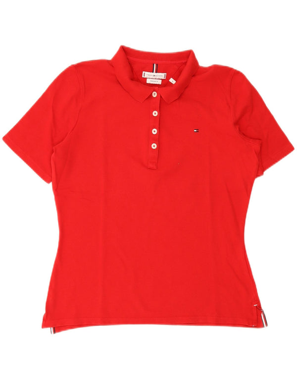 Tommy Hilfiger Womens Regular Fit Polo Shirt UK 12 Medium Red