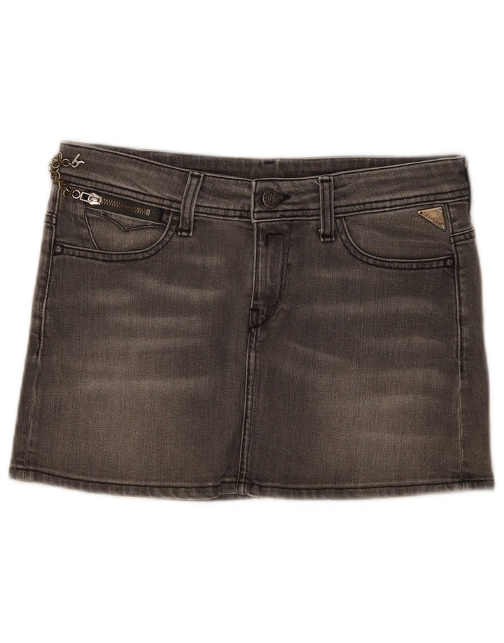 Replay Mini-Jeansrock für Damen, W28, mittelgraue Baumwolle