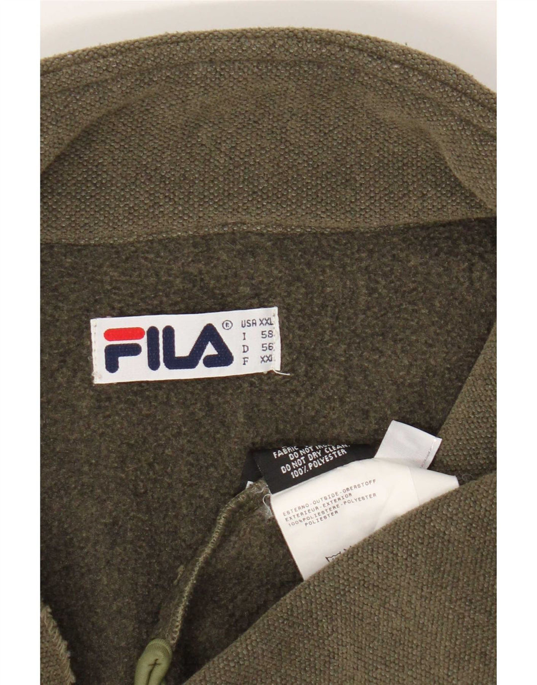 Fila Mens Zip Neck Sweatshirt Jumper 2XL Khaki Polyester