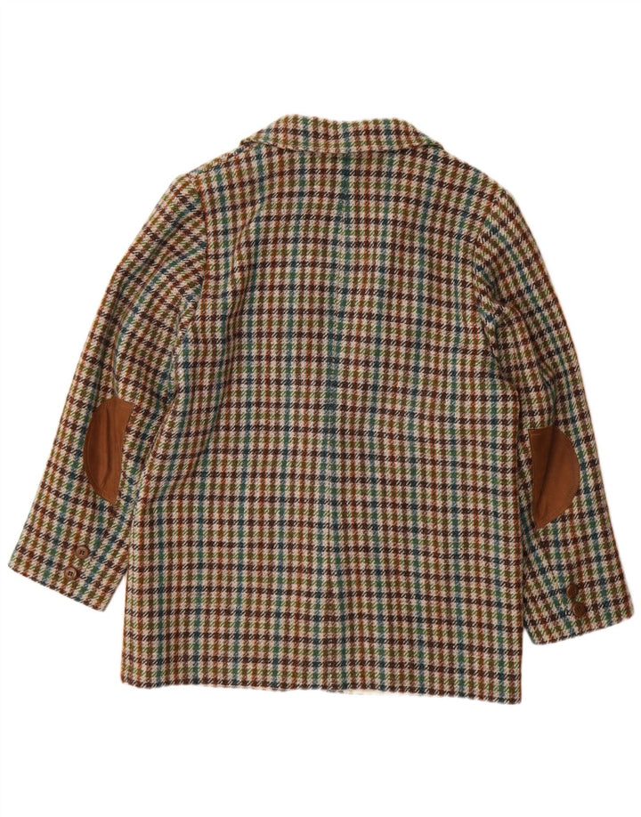 Harris Tweed Womens 2 Button Blazer Jacket EU 42 Large Green Houndstooth